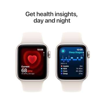 Apple Watch SE (2nd Gen) [GPS + Cellular 40mm] Smartwatch with Starlight Aluminium Case with Starlight Sport Band S/M. Fitness and Sleep Trackers, Crash Detection, Heart Rate Monitor, Retina Display