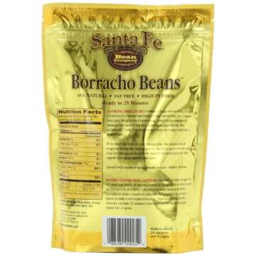 Santa Fe Bean Company Variety (Pack of 8) Instant Bean Variety Pack: Borracho Beans, Fat Free Vegetarian, Black Bean Refried Beans in Pouches for Easy Preparation