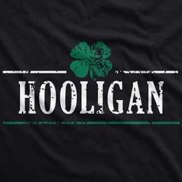 Mens Irish Clover Hooligan T Shirt Funny Saint Patricks Day Lucky Irish Tee Mens Funny T Shirts Saint Patrick's Day T Shirt for Men Funny Drinking T Shirt Black L