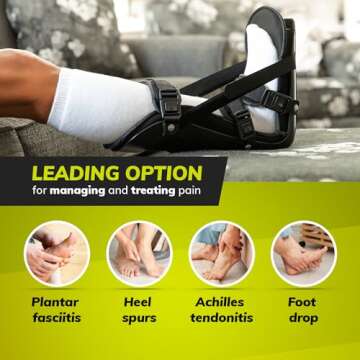 BraceAbility Sleeping Stretch Boot - Plantar Fasciitis Night Foot Splint Adjustable Achilles Tendonitis Brace for Fascia, Tendon and Calf Stretching, Heel and Bone Spur, Arch Pain Treatment (Medium)