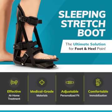 BraceAbility Sleeping Stretch Boot - Plantar Fasciitis Night Foot Splint Adjustable Achilles Tendonitis Brace for Fascia, Tendon and Calf Stretching, Heel and Bone Spur, Arch Pain Treatment (Medium)