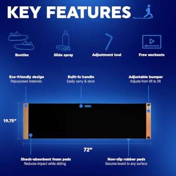 Brrrn Adjustable Slide Board: Low-Impact Cardio + Fitness, Cross-Training For At-Home Exercise & Gyms, Great For Hockey, Golf, Ski, Physical Therapy, Pickleball, Running, Baseball & More