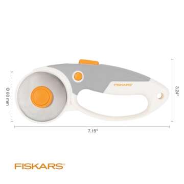 Fiskars 60mm Rotary Cutter for Fabric with Ergonomic Loop Grip And Comfort Handle, Titanium Rotary Fabric Cutter for Thick Materials, Easy and Safe Blade Change, Sewing Supplies and Quilting Tools