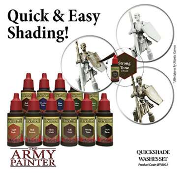 The Army Painter Miniature Paint Set with 11 Nontoxic Quickshade Washes in Dropper Bottles, Rich Pigment Fluid Acrylic Army Painter Speed Paint Washes - Miniature Painting Kit For Model Figure