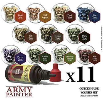 The Army Painter Miniature Paint Set with 11 Nontoxic Quickshade Washes in Dropper Bottles, Rich Pigment Fluid Acrylic Army Painter Speed Paint Washes - Miniature Painting Kit For Model Figure