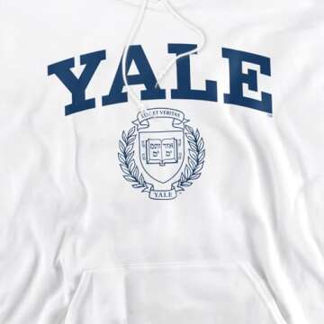 Yale University Official Yale Seal Unisex Adult Pull-Over Hoodie,White, Medium