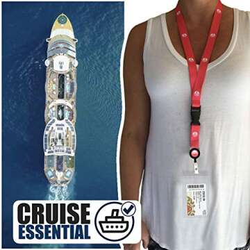 Cruise On Cruise Lanyard for Ship Cards - 2 Pack with ID Holder, Key Card Lanyard for Cruise Ship Cards Retractable Badge & Waterproof Cruise Card Holder - Cruise Essentials 2024 & 2025 [Blue & Red]