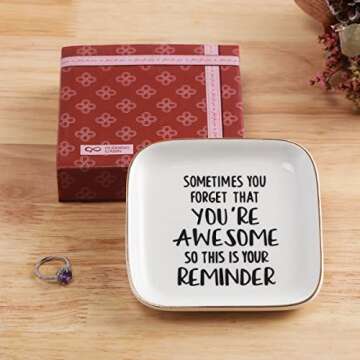 Inspirational Ring Dish - You're Awesome Gift for Women