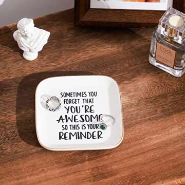 Inspirational Ring Dish - You're Awesome Gift for Women