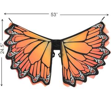 Amscan Orange Monarch Wings Accessory - 24.5 x 53 (Pack of 2) - Stunning, Premium Quality Costume, Perfect for Halloween, Cosplay, and Dance Performances