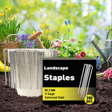 HongWay 240 Pack 6 Inch Landscape Staples, Garden Staples Galvanized Landscaping Fabric Pins 11 Gauge U-Shaped Yard Staples Ground Stakes for Lawn Fence Tent Gardening Outdoor Decorations