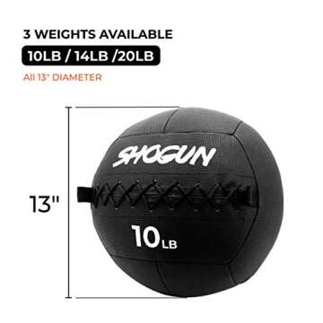 Shogun Sports. Rugged Medicine Ball. Highly Durable Wall Ball for Strength and Conditioning, Military, Cross Training & Home Workouts (10)