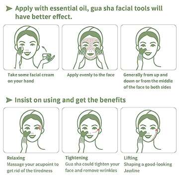 FUIYOOCEN Gua Sha Facial Tools, Natural Jade Guasha Tool for Face,Double Chin & Jawline, Gua Sha Stone Self-Skin Care Face Stone Gua Sha tools for Women Guasha Stone, Green Aventurine