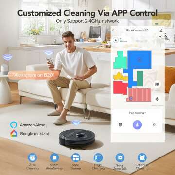 Robot Vacuum and Mop Combo 5500Pa Max Suction with LiDAR Navigation Smart Mapping, 120 Min Runtime Customized Cleaning Schedule, Works with Alexa/WiFi/App, Great for Pet Hair, Carpet, Hard Floor