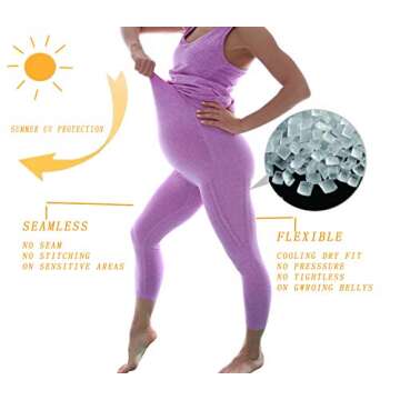 LWJ 1982 Maternity Workout Capri Leggings Activewear Pregnancy Yoga Exercise Pants Over The Belly (Medium, Purple)