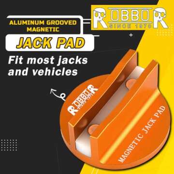 Robbor Jack Pad Aircraft Grade Aluminum Magnetic Jack Pad Heavy Duty Pinch Weld Jack Pad with Large Slotted, Jacking Puck Pinch Weld Frame Rail Adapter for Most of Cars and Floor Jacks, Jack Stand