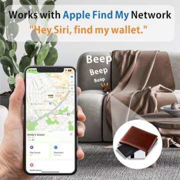 Eelexa Wallet Tracker Card, Rechargeable Thin Wallet Finder, Works with Apple Find My (iOS Only), Item Finder for Luggage Tags, Passports, Phone, IP68 Waterproof