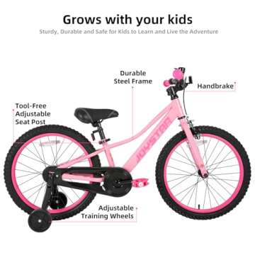 JOYSTAR 20 Inch Girls Bike with Training Wheels for 6-12 Years Old Children 20" Kids Bikes Kids Mountain Bicycle for Early Rider Kids' Bicycles Pink