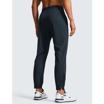 CRZ YOGA Athletic Joggers for Men - 29" Lightweight Running Training Pants with Zip Pockets and Ankle Zippers True Navy Large