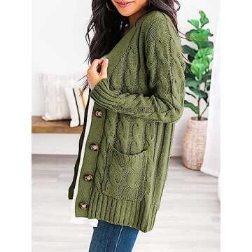 PRETTYGARDEN Women's Open Front Cardigan Sweater - Chunky Cable Knit Coat