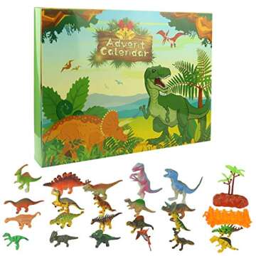 Ogrmar Dinosaurs Advent Calendar for Kids Christmas Countdown Calendar with 24 Pcs Animal Toy Holiday Gift for Children