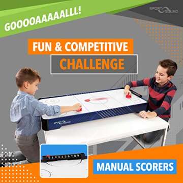 Sport Squad HX40 40 inch Table Top Air Hockey Table for Kids and Adults - Electric Motor Fan - Includes 2 Pushers and 2 Air Hockey Pucks - Great for Playing on the Floor, Tabletop, or Dorm Room