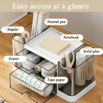 Pencil Pen Holder with 2 Drawers - Desk Organizer