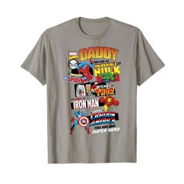 Marvel Avengers Father's Day Retro Comic Graphic Short Sleeve T-Shirt