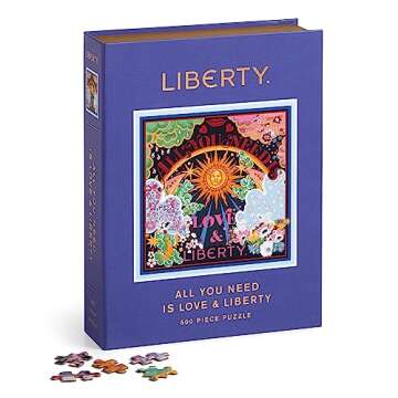 Galison Liberty All You Need is Love – 500 Piece Book Puzzle with Iconic Colorful Liberty Thorpe Print Artwork Packaged in Magnetic Keepsake Book Sized Box