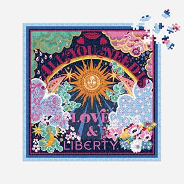 Galison Liberty All You Need is Love – 500 Piece Book Puzzle with Iconic Colorful Liberty Thorpe Print Artwork Packaged in Magnetic Keepsake Book Sized Box