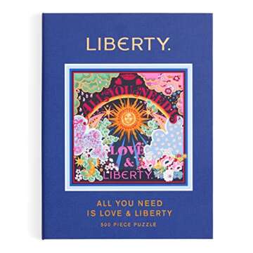 Galison Liberty All You Need is Love – 500 Piece Book Puzzle with Iconic Colorful Liberty Thorpe Print Artwork Packaged in Magnetic Keepsake Book Sized Box