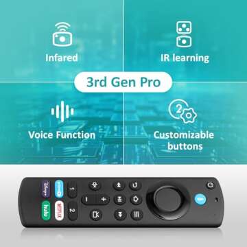 3rd Gen Pro Replacement Voice Remote Fit for Fire AMZ Smart TVs Cube, TV Stick 4K Max, TV Stick 4K, TV Stick, TV Stick Lite, for Insignia/Toshiba/Pioneer Smart TVs