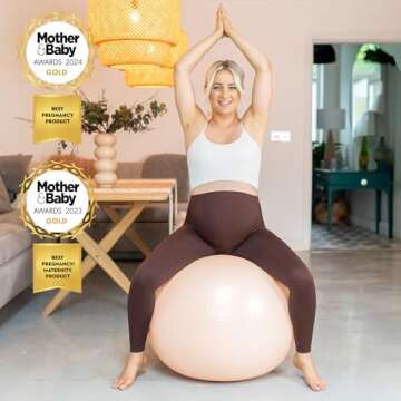 BABYGO® Birthing Ball for Pregnancy & Labor + Our Award Winning Book - Exercise, Birth & Recovery Plan, 5X Stronger Than a Yoga Ball with Eco Friendly Material (Nude, 65cm)