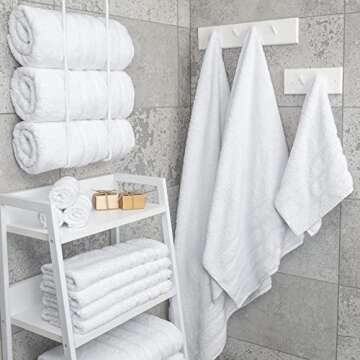 American Soft Linen Luxury 4 Piece Bath Towel Set, 100% Cotton Turkish Bath Towels for Bathroom, 27x54 in Extra Large Bathroom Shower Towels, White Bath Towels