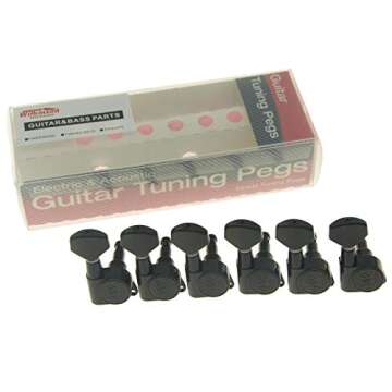 Wilkinson 6 Inline Black E-Z Post Guitar Tuners EZ Post Guitar Tuning Keys Pegs Guitar Machine Heads for Strat Tele