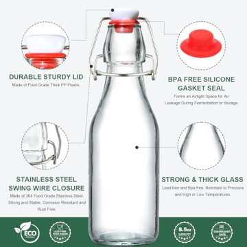 AOZITA 8-Pack 8.5oz Flip Top Bottles for Brewing