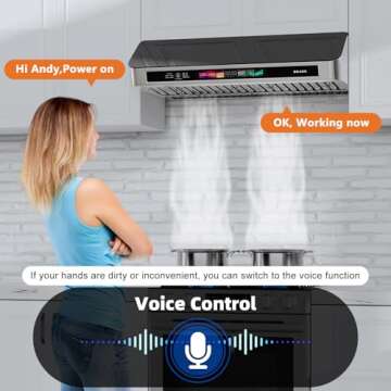 30 Inch Under Cabinet Range Hood - Voice & Gesture Control, 900 CFM Power