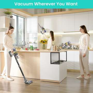 Belife Cordless Vacuum Cleaner, 38Kpa 450W Stick Vacuum Cleaners for Home Carpet Hardwood Floor, Wireless Household Vaccum for Pet Hair with Led Touch Display, Up to 45mins Runtime(Gold)