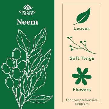 ORGANIC INDIA Neem Leaf Capsules, Herbal Supplement - Supports Skin, Immune, & Liver Health, Detox, Vegan, Gluten-Free, USDA Certified Organic - 90 Capsules (2-Pack)