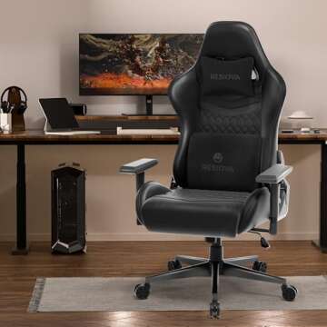 resiova Gaming Chair for Adults,Ergonomic Office Computer Chair Racing Chair,High Back Gamer Chair with Velvet Headrest and Lumbar Support,Pu Leather 350LBS Video Game Chair