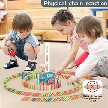 PREPHY Kids Games Domino Train Toys: 180PCS Automatic Stacking Creative Game 3+ Year Old - Stem Montessori Toy for Boys 4-6 - Summer Autistic Christmas Birthday Gifts 5 6 Toddler Girls Ages 4-8