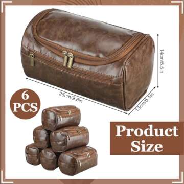 Aliceset Leather Toiletry Bags Set for Groomsmen - 6 Pcs Gifts