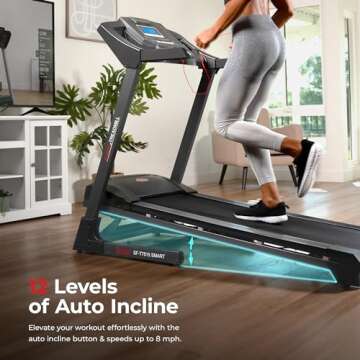 Sunny Health & Fitness Smart Treadmill: Auto Incline & Features