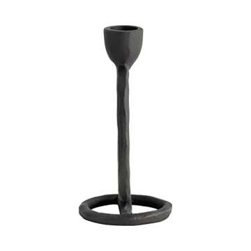 6" Round Ring Taper Candle Holder - Contemporary Black Circular Abstract Metal Candle Display for Home or Office Decor - Wedding Event Candle Decor