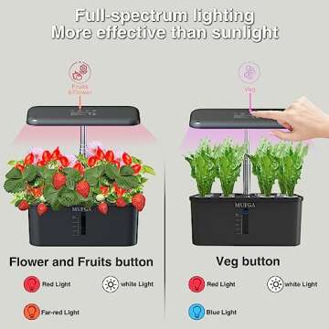 Indoor Garden Hydroponics Growing System - MUFGA 8 Pods Herb Garden Kit Indoor with LED Grow Light, Plants Germination Kit(No Seeds) with Pump System,Height Adjustable, Gift for Women, Black, Black