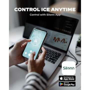 Silonn Nugget Ice Maker Countertop, WiFi Pebble Ice Machine with Soft Chewable Ice, Timer Function and Status Alerts with Silonn App, 33lbs/24H for Home, Kitchen, Office