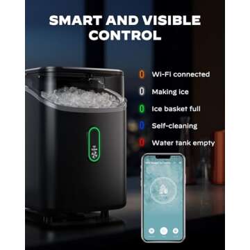 Silonn Nugget Ice Maker Countertop, WiFi Pebble Ice Machine with Soft Chewable Ice, Timer Function and Status Alerts with Silonn App, 33lbs/24H for Home, Kitchen, Office