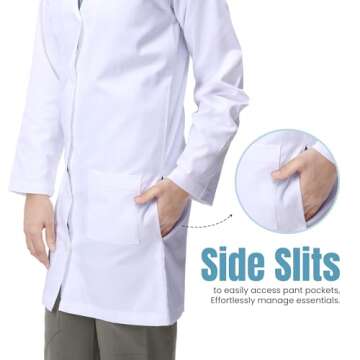 NY Threads Professional Lab Coat for Men Long Sleeve Poly Cotton Medical Coat 1 Pack, Medium, White