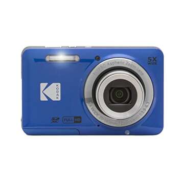 KODAK PIXPRO FZ55-BL 16MP Digital Camera 5X Optical Zoom 28mm Wide Angle 1080P Full HD Video 2.7" LCD Vlogging Camera (Blue)