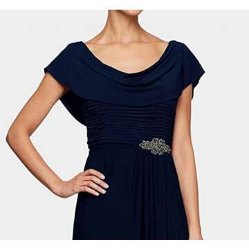 Elegant Navy A-Line Dress with Cowl Neck for Women